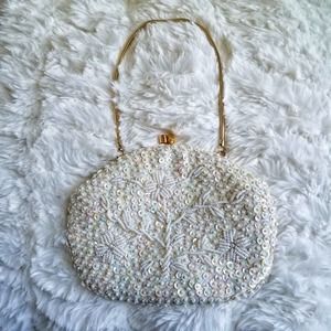 Contessa Francesca Vintage White Beaded Evening Bag